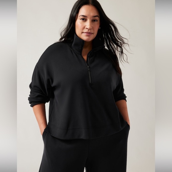 Athleta Seasoft Quarter Zip Sweatshirt // Black - Picture 5 of 11